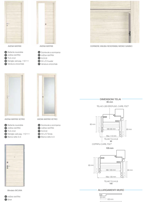Porta da interno 1 anta scorrevole interno muro AVENA
