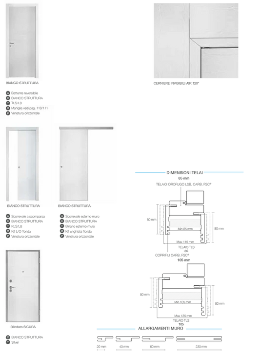 Porta da interno 1 anta scorrevole interno muro BIANCO STRUTTURA