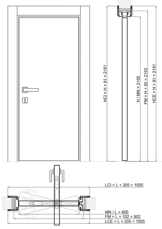 Porta da interno 1 anta rototraslante CL BIANCO LACCATO