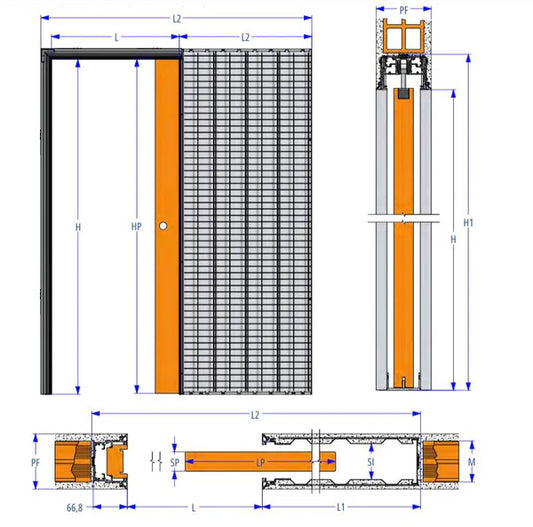 Controtelaio porta da interno anta unica scorrevole interno muro FILOMURO