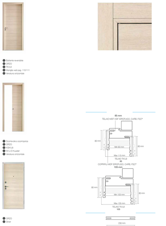Porta da interno 1 anta scorrevole interno muro ORZO