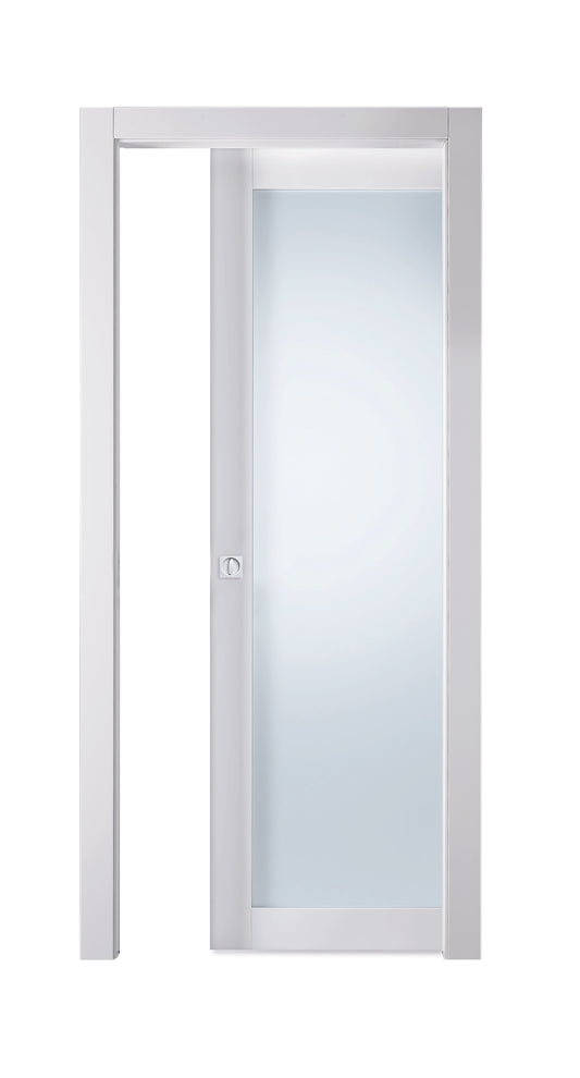 Porta da interno 1 anta scorrevole interno muro BIANCO HD VETRO