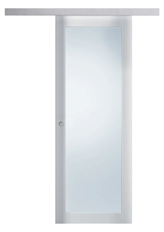 Porta da interno 1 anta scorrevole esterno muro BIANCO HD VETRO