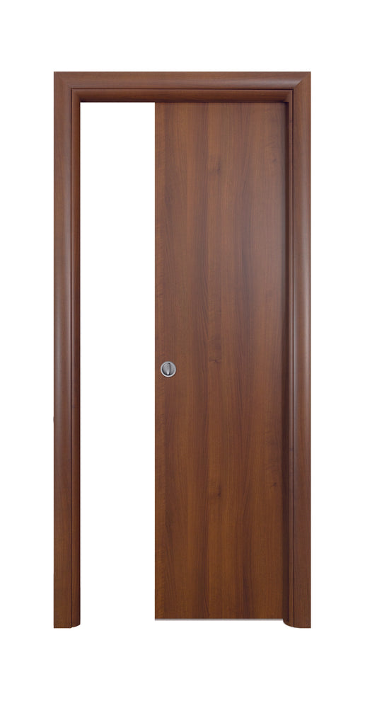 Porta da interno 1 anta scorrevole interno muro TONDA NOCE