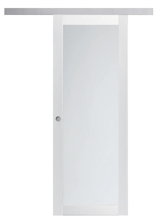 Porta da interno 1 anta scorrevole esterno muro BIANCO MATRIX VETRO