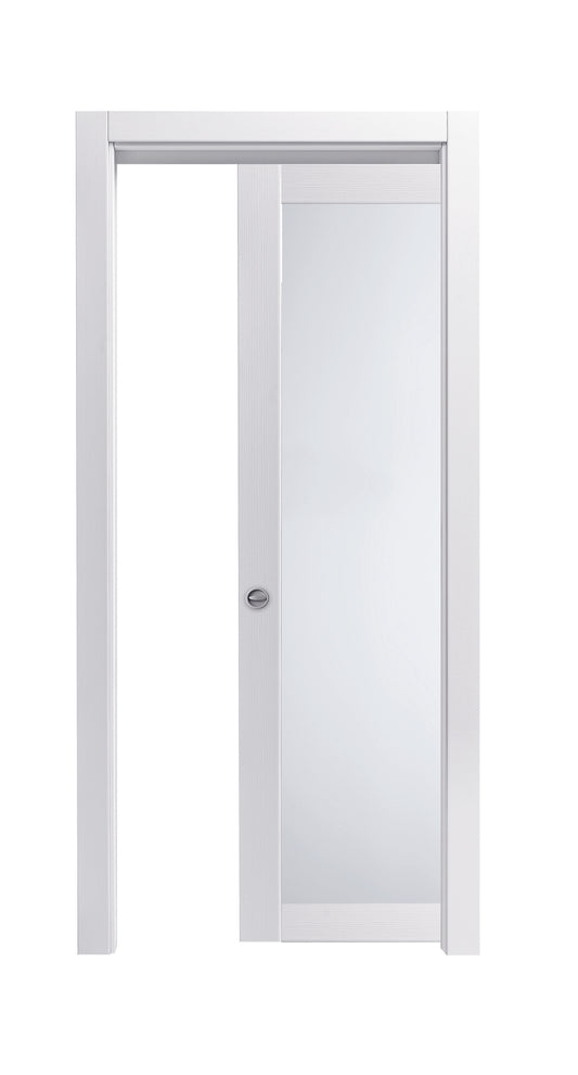 Porta da interno 1 anta scorrevole interno muro BIANCO MATRIX VETRO